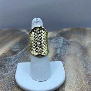 JTV Ring Gold Plated Woven Pattern Large Oversized Size 7